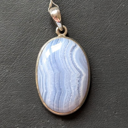 Silver Blue Lace Agate Pendant