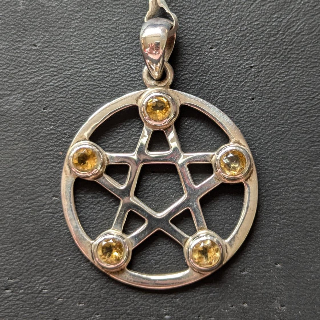 Silver Pentacle Pendant - Topaz