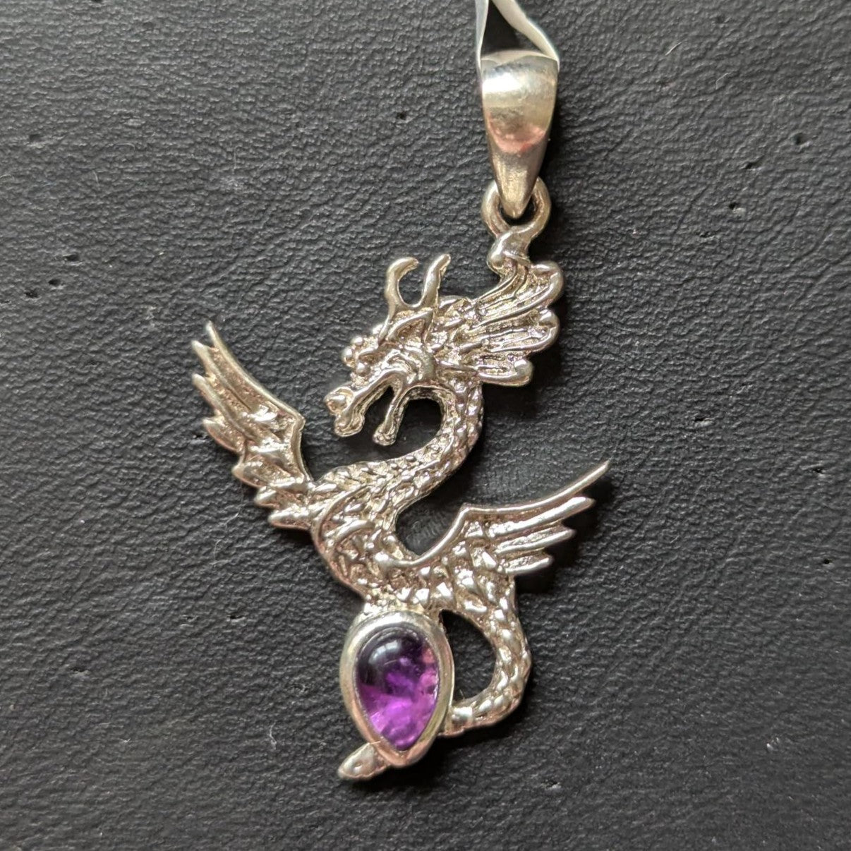 Silver Dragon with Amethyst Pendant