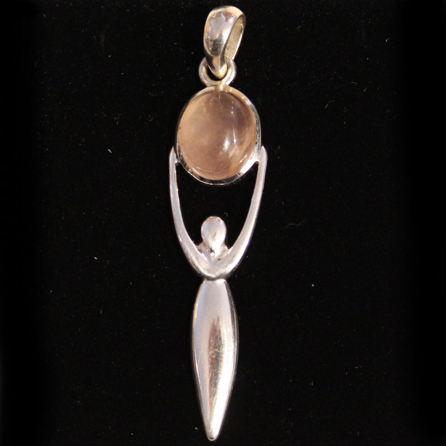 Silver Goddess pendant with Rose Quartz