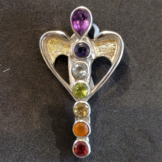 Silver Chakra Angel Pendant (abstract)