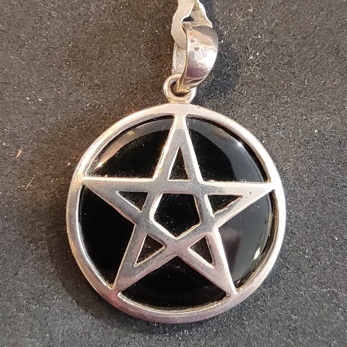 Silver Pentacle and Onyx Pendant